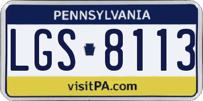 PA license plate LGS8113