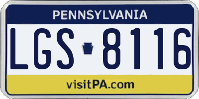 PA license plate LGS8116