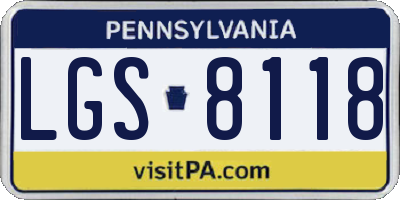 PA license plate LGS8118
