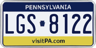 PA license plate LGS8122