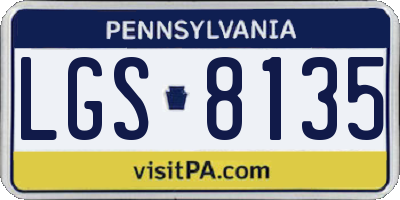 PA license plate LGS8135