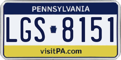 PA license plate LGS8151