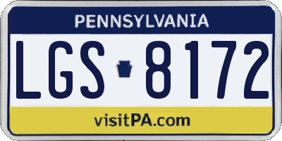 PA license plate LGS8172