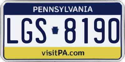 PA license plate LGS8190