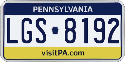 PA license plate LGS8192
