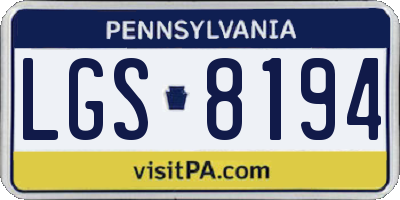 PA license plate LGS8194