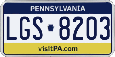 PA license plate LGS8203
