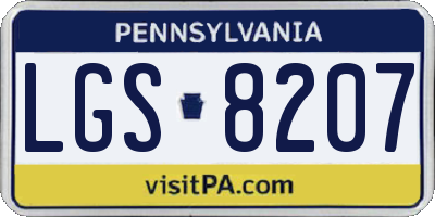 PA license plate LGS8207