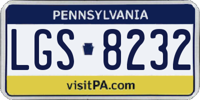 PA license plate LGS8232