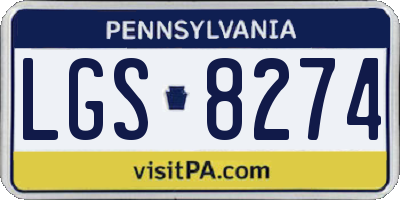 PA license plate LGS8274