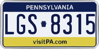 PA license plate LGS8315