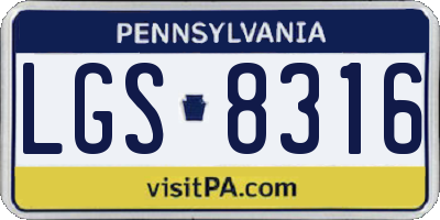 PA license plate LGS8316