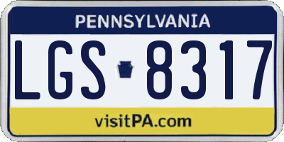 PA license plate LGS8317