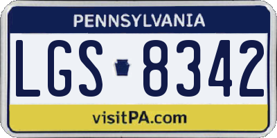 PA license plate LGS8342