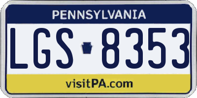 PA license plate LGS8353