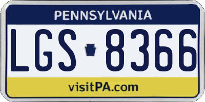PA license plate LGS8366