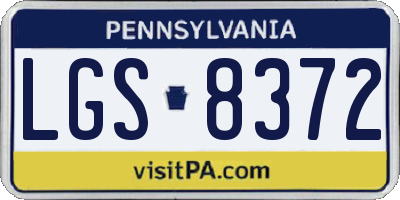 PA license plate LGS8372