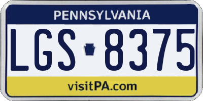 PA license plate LGS8375