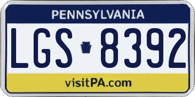 PA license plate LGS8392