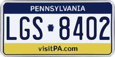 PA license plate LGS8402