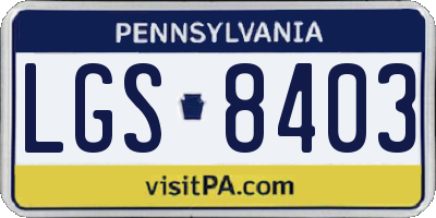 PA license plate LGS8403