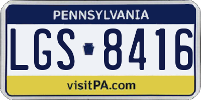 PA license plate LGS8416
