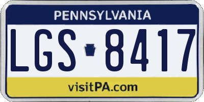 PA license plate LGS8417