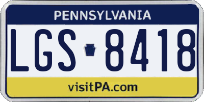 PA license plate LGS8418