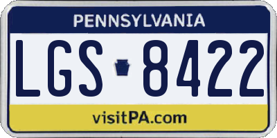 PA license plate LGS8422