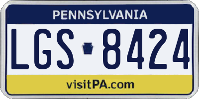 PA license plate LGS8424