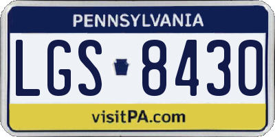 PA license plate LGS8430