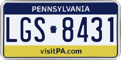 PA license plate LGS8431