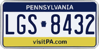PA license plate LGS8432