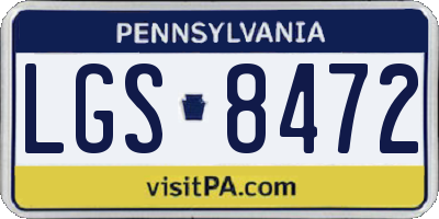 PA license plate LGS8472