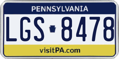 PA license plate LGS8478