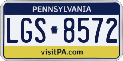PA license plate LGS8572