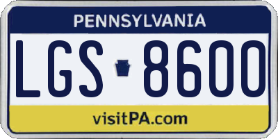 PA license plate LGS8600