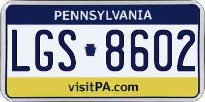 PA license plate LGS8602