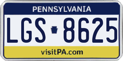 PA license plate LGS8625