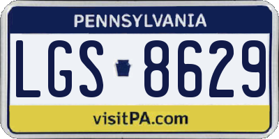 PA license plate LGS8629