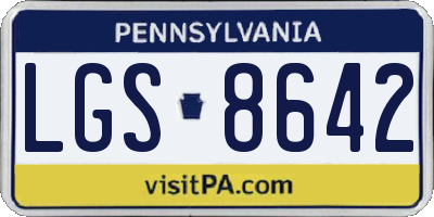 PA license plate LGS8642