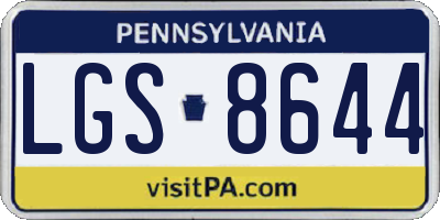 PA license plate LGS8644