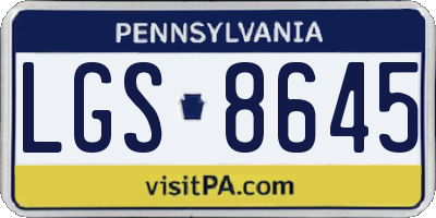 PA license plate LGS8645