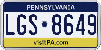 PA license plate LGS8649
