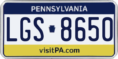 PA license plate LGS8650