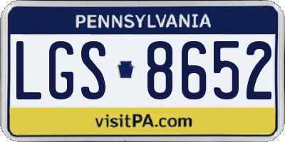 PA license plate LGS8652