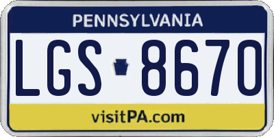 PA license plate LGS8670