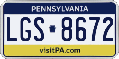 PA license plate LGS8672