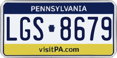 PA license plate LGS8679