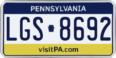 PA license plate LGS8692